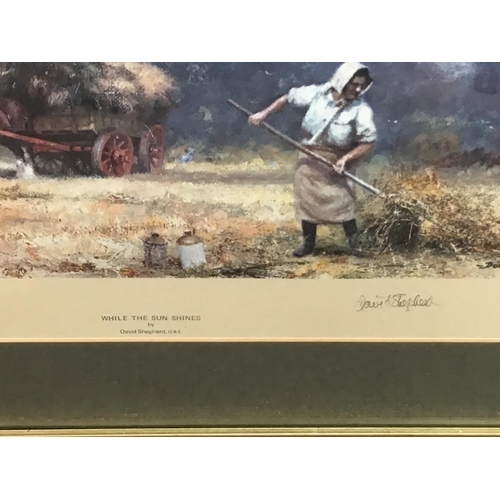 1819 - A small limited edition print by David Shepard titled whilst the sun shines.