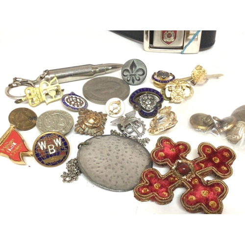 1901 - A collection of military, Masonic, British Legion and other items including badges, silver etc. Post... 