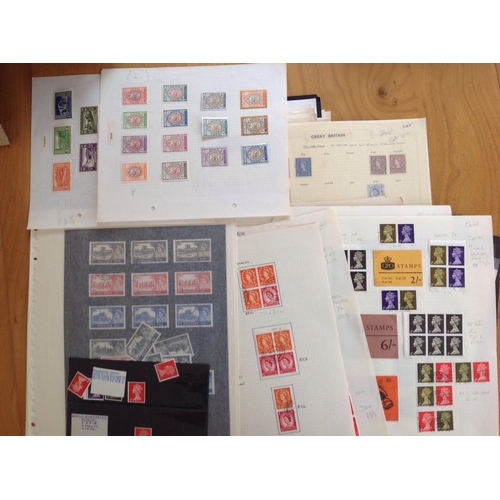 1963 - Large Glory Box of album pages and stock cards. Much GB QE2 stamps (definitives and commems, used an... 