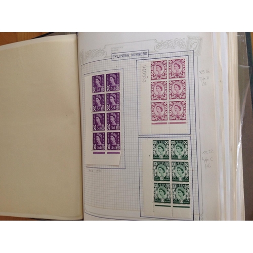 1964 - GB stamp collection of 7 albums in large, heavy box. GB Windsor album QV to 1968, 1d black (4 clear ... 