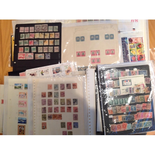 1966 - Flat Box of world stamps on many album pages, stock cards, old approval books (in pounds, shillings ... 