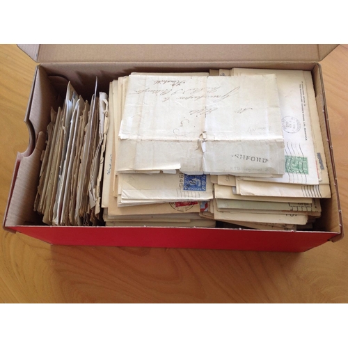 1975 - Shoebox of GB Covers and cards collected mainly for postmark interest. From Entires (additional half... 