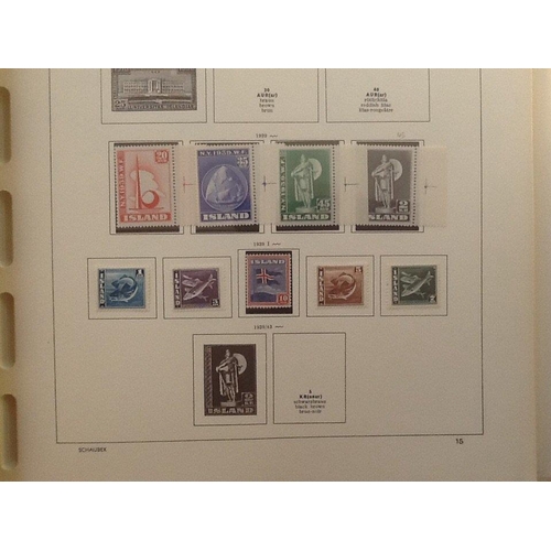 1995 - Schaubek printed album for Iceland. Contains about 200 stamps and booklets. Catalogue 500 GB pounds ... 