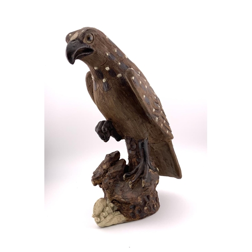 948 - A Pair of Early Chinese Shek-Wan Pottery figures of eagles, C.1900. H,23cm (D).