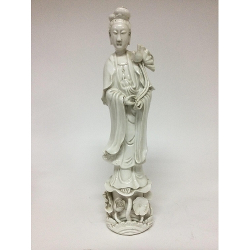 951 - WITHDRAWN -  A Chinese white glazed figure Quan Yin 40 cm .