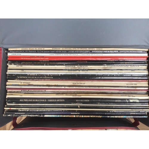 115 - Two boxes and a record case of LPs and 7inch singles by various artists including Thin Lizzy, Black ... 