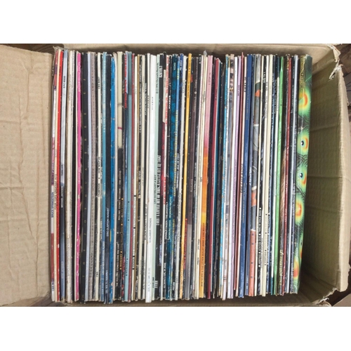 115 - Two boxes and a record case of LPs and 7inch singles by various artists including Thin Lizzy, Black ... 