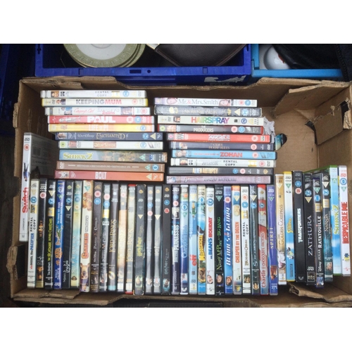 179 - Five boxes of DVDs and BluRays comprising various feature films and TV series.