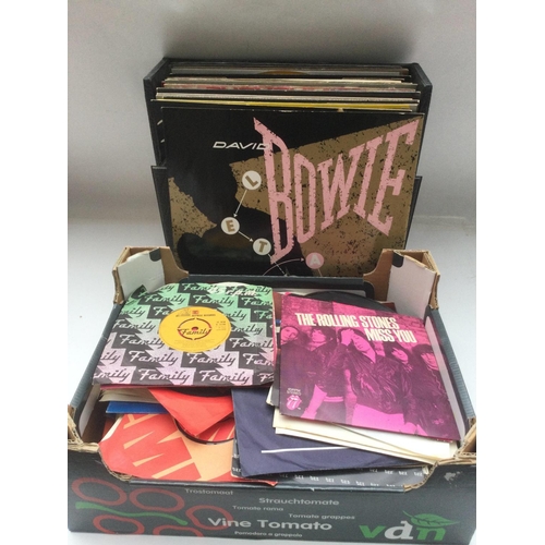 35 - A record case of 12inch singles and a box of 7inch singles by various artists including David Bowie,... 