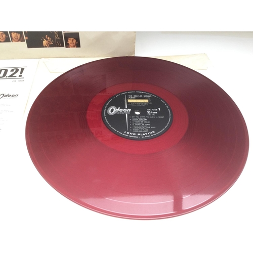 7 - A rare and early Japanese pressing of The Beatles 'Second Album' on red vinyl complete with obi stri... 