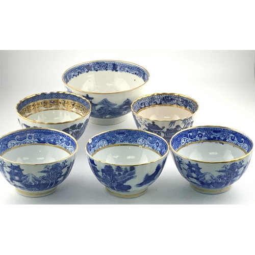 1118 - 6 Chinese Export porcelain bowls with blue and white decoration. (D)- NO RESERVE