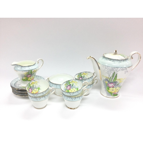 1201 - An Ansley Art Deco china tea set including saucers and cups. No obvious damage or restoration Postag... 