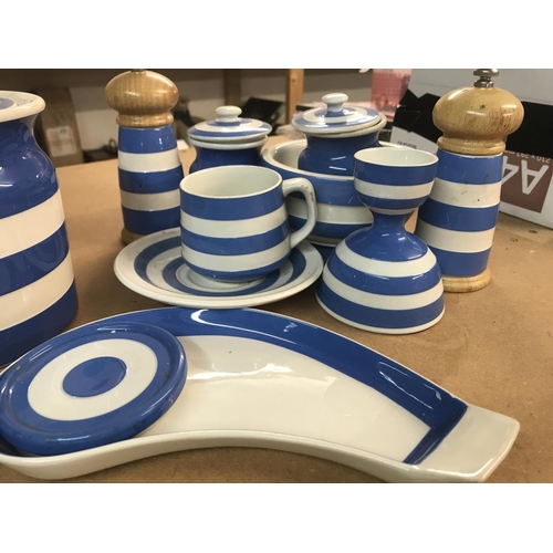 1325 - A Collection of Cornish blue ware including TG Green various jars an d covers together with bread bi... 