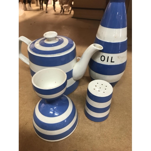 1325 - A Collection of Cornish blue ware including TG Green various jars an d covers together with bread bi... 