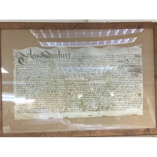 1906 - A Framed 17th Century Indenture Between John Attwood and Thomas Cooper Dated 1687. Postage category ... 