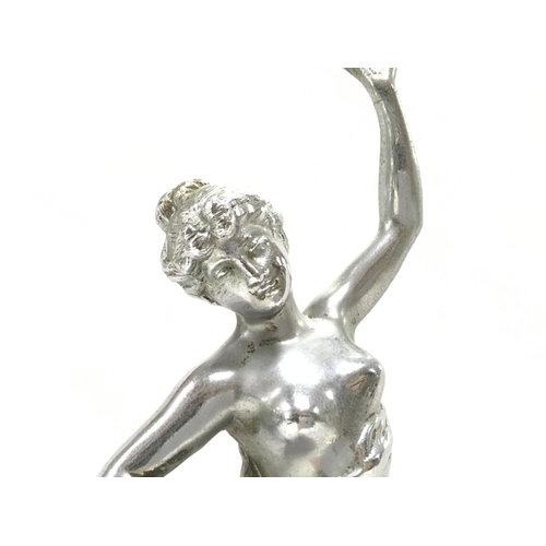 922 - A chrome art deco figure of a dancing woman on an onyx base , 34cm tall. postage category C