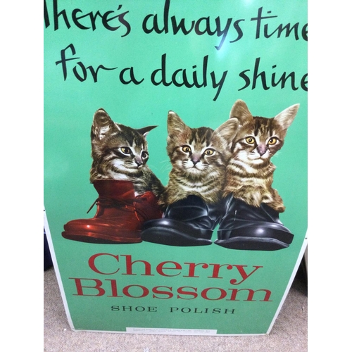 939 - A cherry Blossom sign depicting three cats .45 cm x 70 cm .