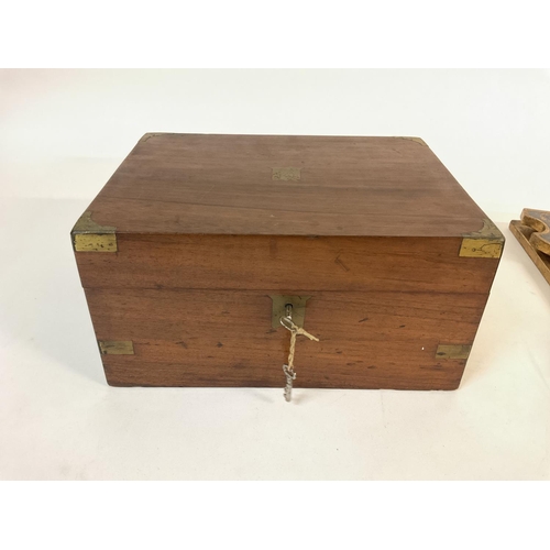 941 - A writing box with ink well and key. Also includes two vintage bookends. Postage B