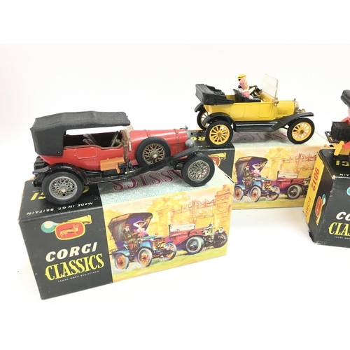 114 - 3 X Boxed Corgi Classics. A 1927 Bentley #9002. A 1912 Ford #9012 and a 1910 Daimler #9021.