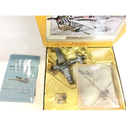 182 - 4 Boxed Corgi 50th Anniversary Aircraft. Including a Hawker Hurricane. Spitfire. Mustang and a Messe... 