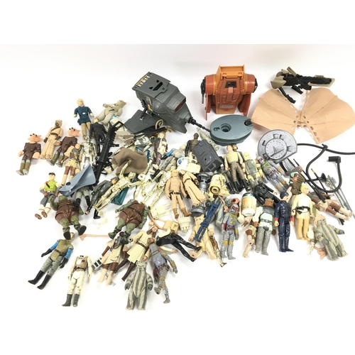 2 - A Box Containing Vintage Star Wars Figures. A Boxed Rebel Transport and other Items. Ideal for Spare... 