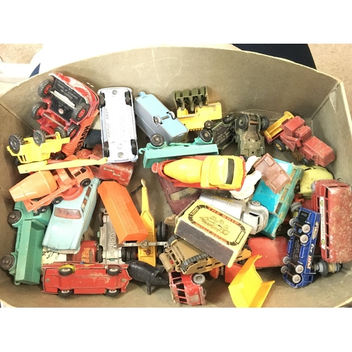 200 - A Box Containing Playworn Diecast. Including Matchbox. Husky. Corgi etc.