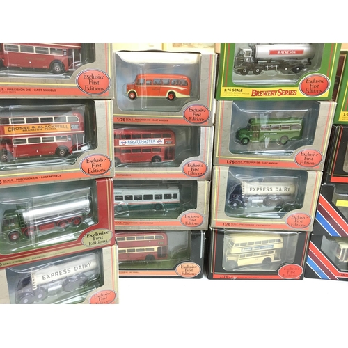 214 - A Box Containing a Collector of Exclusive First Edition. Buses. Lorrys. No Reserve.