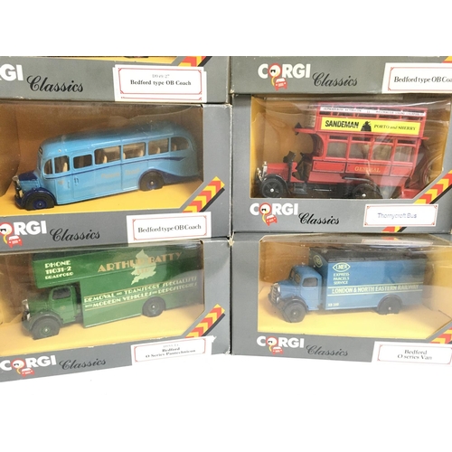 216 - A Collection of Boxed Corgi Classics including Bedford Vans and Coaches. No Reserve.