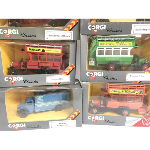 216 - A Collection of Boxed Corgi Classics including Bedford Vans and Coaches. No Reserve.