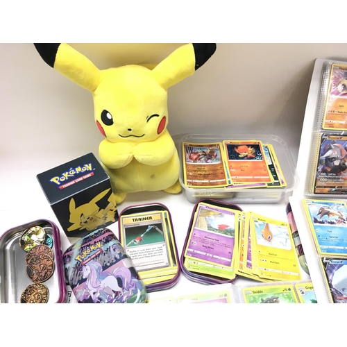 24 - A Box Containing A Collection of Modern PokÃ©mon Cards Including 4 Small Binders.