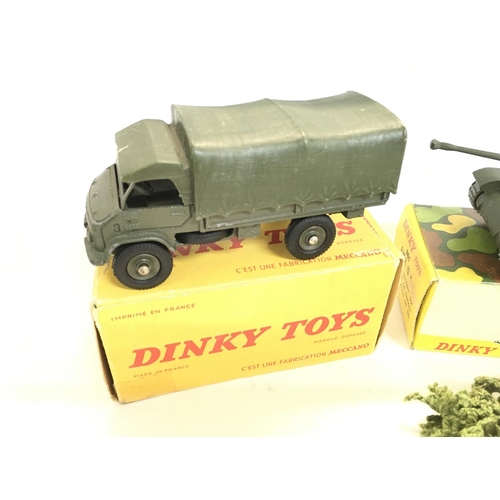 244 - A Boxed French Dinky Toys Army Covered Wagon and A.M.X13 Tank complete. #801.