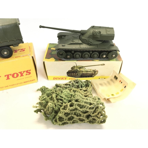 244 - A Boxed French Dinky Toys Army Covered Wagon and A.M.X13 Tank complete. #801.