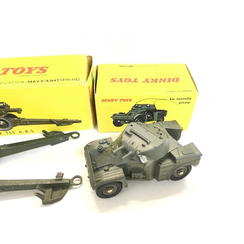 245 - A Boxed French Dinky Toys Panhard Armoured Car and a Obusier De 155 ABS Field Gun #819.