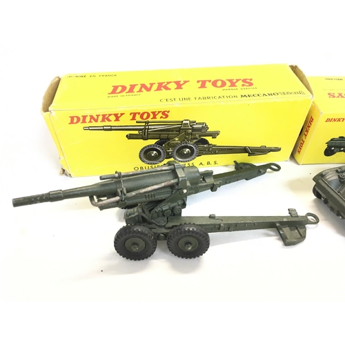 245 - A Boxed French Dinky Toys Panhard Armoured Car and a Obusier De 155 ABS Field Gun #819.