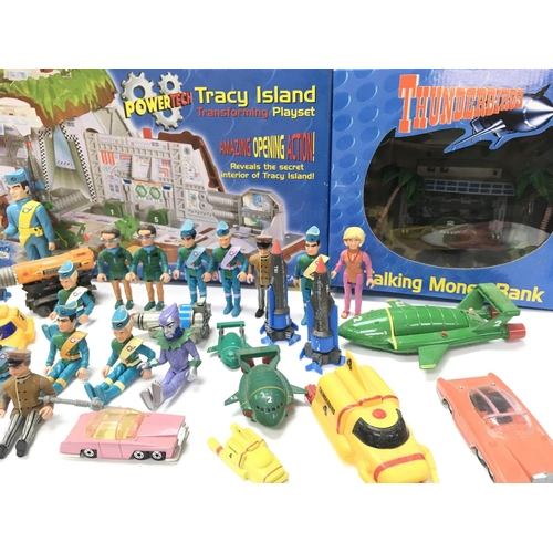 248 - A Box Containing a Collection of Various Thunderbirds Toys Including a Tracy Island. Talking Money B... 