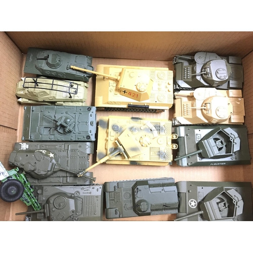 283 - A Box Containing Plastic and Diecast Military Vehicles including Solido.