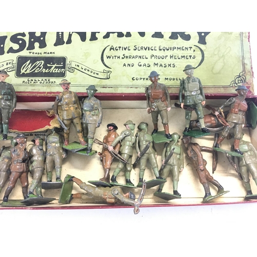 286 - A Britains Box Containing a Collection of British Infantry In Various States.