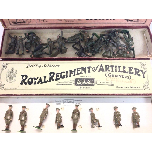 293 - 2 Britains Boxes Containing Soldiers In Action and Royal Regiment of Gunners.