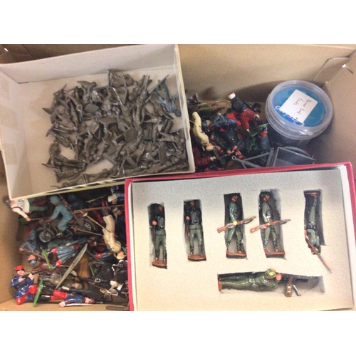 301 - A Box Containing Various Metal soldiers all in Various States.