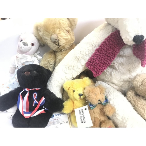 331 - A Collection of Vintage Teddy Bears including A Merrythought Bear Hope. No Reserve.