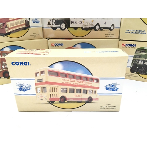 357 - A Collection of Boxed Corgi Classics Buses. Trams and a Police Set.