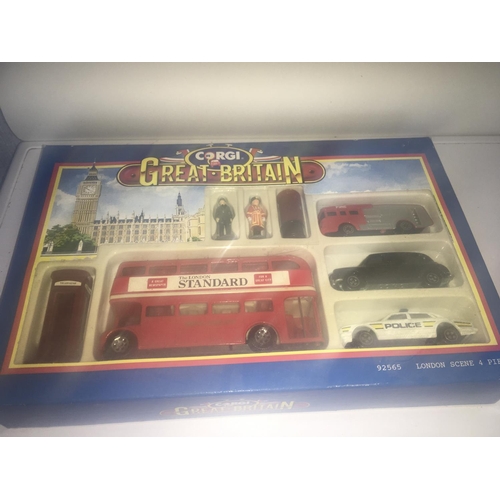 392 - Three boxed sets of vehicles featuring D-Day. Battle of Britain and London. By Corgi