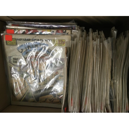 41 - A box containing a collection of individually bagged 2000AD comics circa mid 1980s.