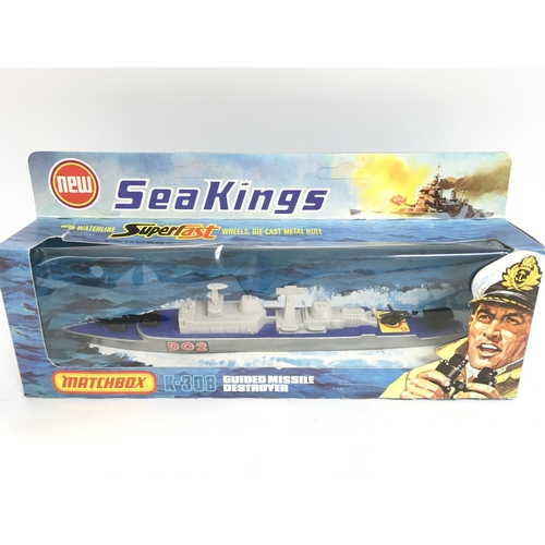 422 - 2 X Boxed Matchbox Sea Kings. A Helicopter Carrier #K-307 and a Guided Missile Destroyer #K-308. Bot... 