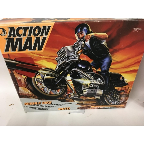 45 - 3 boxed Action Man toys including glider and motorbike plus astronaut.