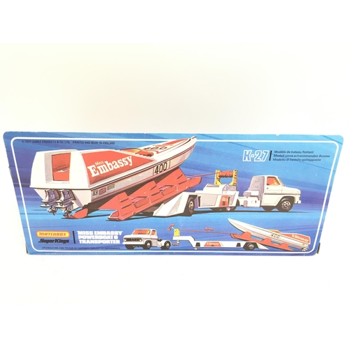 452 - A Boxed Matchbox Miss Embassy Powerboat & Transporter K-27.