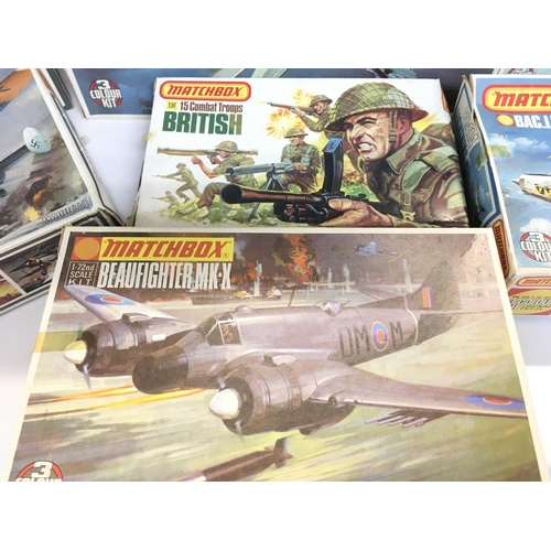 455 - A Collection of Matchbox Model Kits Including Aircraft. Soldiers Etc.