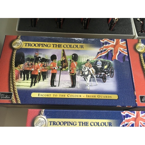 458 - Collection of boxed Britain metal soldiers 3 sets focus on Trooping the Colour and 2 sets marking th... 