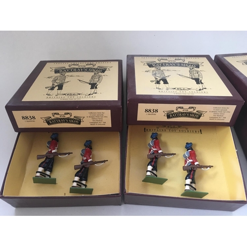 459 - Collection of 6 sets boxed Britain metal figures all 45th Rattrays Sikhs. 2x 8838. 2x 8837. 3x 8836