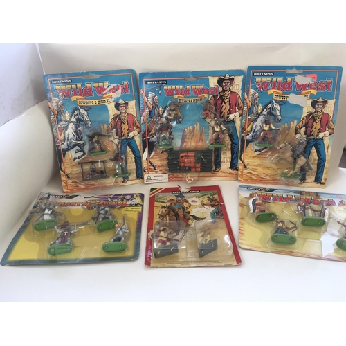 479 - A collection of 5 sets of Britains Wild West sets of Cowboys and Indians and 1 set Knights of the Sw... 